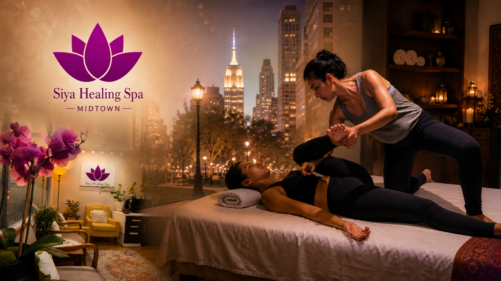 Thai Massage Midtown NYC treatment room at Siya Healing Spa